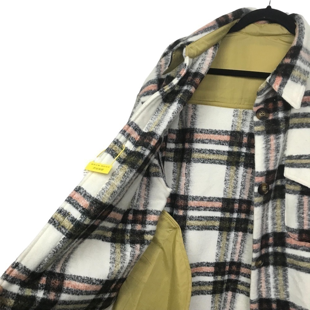 Button Front Patch Pocket Plaid Shacket Overcoat NWT Small - Picture 8 of 16
